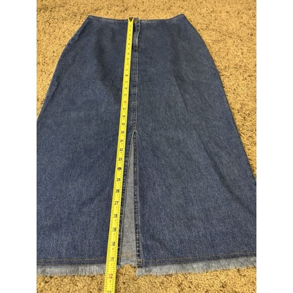 Womens Vintage Maxi Denim Skirt Slit Front Pencil Skirt Frayed Hem Boho Sz 10P - Picture 8 of 8